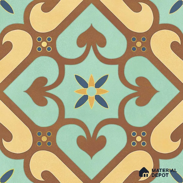 Multifired Moroccan Floor & Wall Tile TL 05678 Zellige Cerulean Lattice 12 x 12 inch Vitrified Matte Finish - 9 mm | Suitable for Living Room, Bathroom, Kitchen & Backsplash