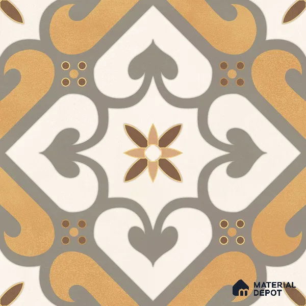 Multifired Moroccan Floor & Wall Tile TL 05678 B Zellige Ivory Lattice 1 ft x 1 ft Vitrified Matte Finish - 9 mm | Suitable for Kitchen, Bathroom, Balcony