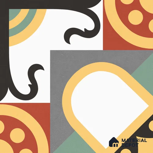 Multifired Moroccan Floor & Wall Tile TL 05705 Zellige Conceptual Art 1 ft x 1 ft Vitrified Matte Finish - 9 mm | Suitable for Kitchen, Bathroom, Balcony