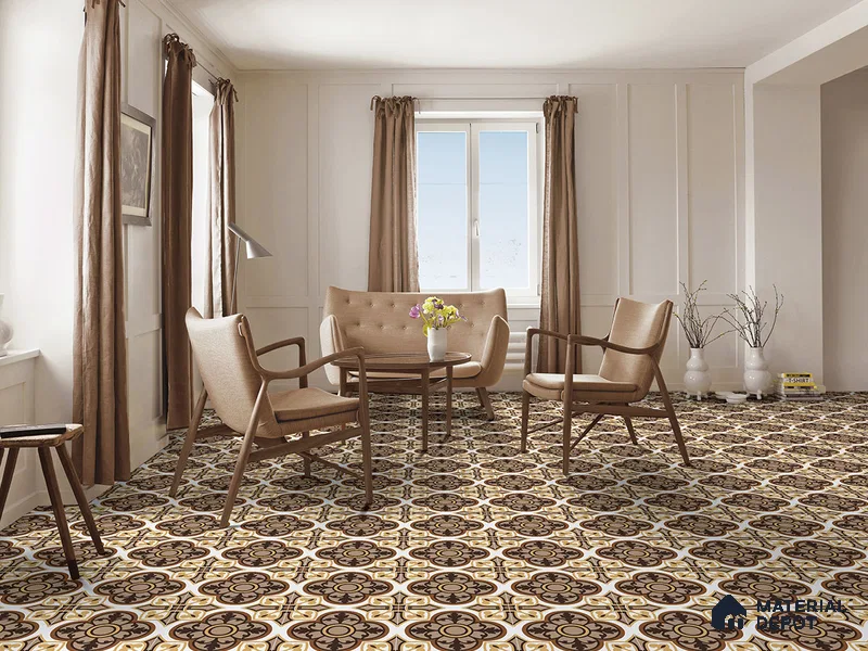 Multifired Moroccan Floor & Wall Tile TL 05703 Zellige Cream Damask 12 x 12 inch Vitrified Matte Finish - 9 mm | Suitable for Living Room, Bathroom, Kitchen & Backsplash