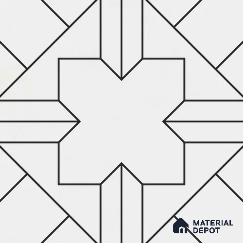 Multifired Moroccan Floor & Wall Tile TL 05712 Zellige Delicate Strokes 12 x 12 inch Vitrified Matte Finish - 9 mm | Suitable for Living Room, Bathroom, Kitchen & Backsplash