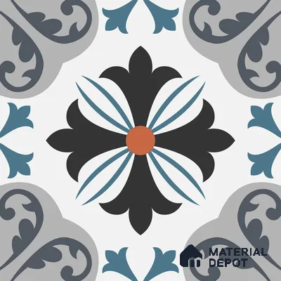 Multifired Moroccan Floor & Wall Tile TL 05714 Zellige Enigmatic Floral 12 x 12 inch Vitrified Matte Finish - 9 mm | Suitable for Living Room, Bathroom,Kitchen & Backsplash (Sample)