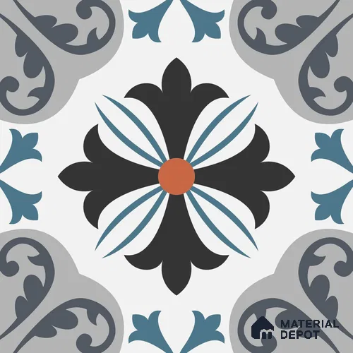 Multifired Moroccan Floor & Wall Tile TL 05714 Zellige Enigmatic Floral 12 x 12 inch Vitrified Matte Finish - 9 mm | Suitable for Living Room, Bathroom,Kitchen & Backsplash