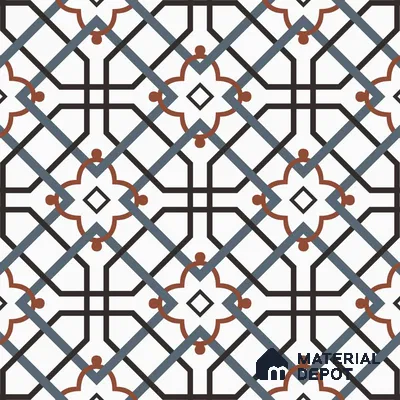 Multifired Moroccan Floor & Wall Tile TL 05696 B Zellige Blooming Lattice 1 ft x 1 ft Vitrified Matte Finish - 9 mm | Suitable for Kitchen, Bathroom, Balcony