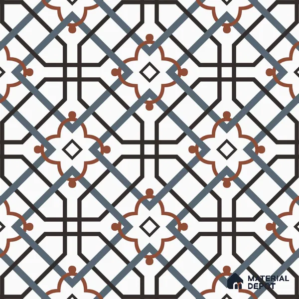 Multifired Moroccan Floor & Wall Tile TL 05696 B Zellige Blooming Lattice 1 ft x 1 ft Vitrified Matte Finish - 9 mm | Suitable for Kitchen, Bathroom, Balcony