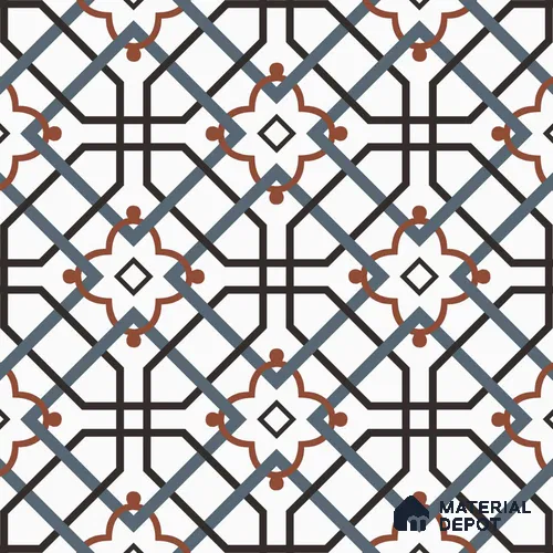 Multifired Moroccan Floor & Wall Tile TL 05696 B Zellige Blooming Lattice 1 ft x 1 ft Vitrified Matte Finish - 9 mm | Suitable for Kitchen, Bathroom, Balcony