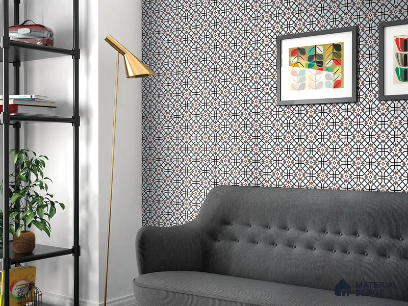 Multifired Moroccan Floor & Wall Tile TL 05696 B Zellige Blooming Lattice 1 ft x 1 ft Vitrified Matte Finish - 9 mm | Suitable for Kitchen, Bathroom, Balcony