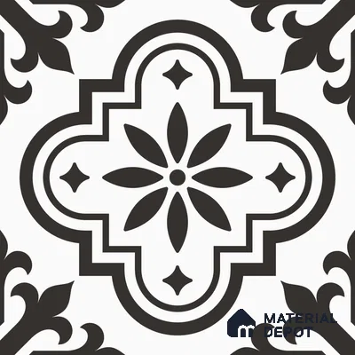 Multifired Moroccan Floor & Wall Tile TL 05696 Zellige Floral Lines 12 x 12 inch Vitrified Matte Finish - 9 mm | Suitable for Living Room, Bathroom, Kitchen & Backsplash
