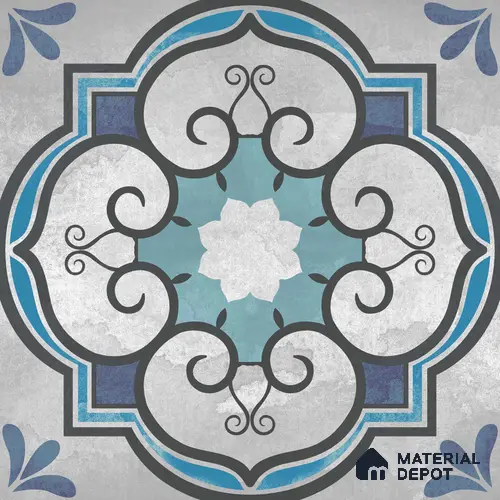 Multifired Moroccan Floor & Wall Tile TL 05699 Zellige Forest Sapphire 12 x 12 inch Vitrified Matte Finish - 9 mm | Suitable for Living Room, Bathroom, Kitchen & Backsplash