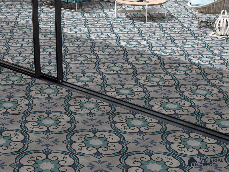 Multifired Moroccan Floor & Wall Tile TL 05699 Zellige Forest Sapphire 12 x 12 inch Vitrified Matte Finish - 9 mm | Suitable for Living Room, Bathroom, Kitchen & Backsplash