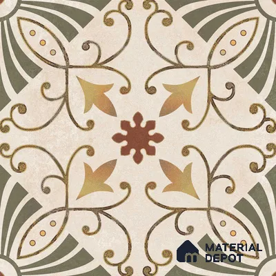 Multifired Moroccan Floor & Wall Tile TL 05672 Zellige Freedom Green 1 ft x 1 ft Vitrified Matte Finish - 9 mm | Suitable for Kitchen, Bathroom, Balcony