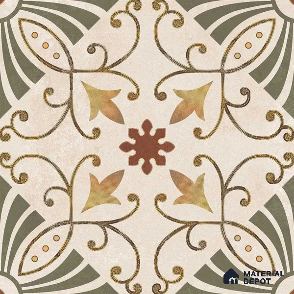 Multifired Moroccan Floor & Wall Tile TL 05672 Zellige Freedom Green 1 ft x 1 ft Vitrified Matte Finish - 9 mm | Suitable for Kitchen, Bathroom, Balcony