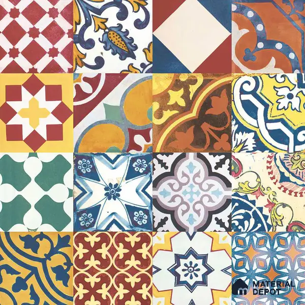 Multifired Moroccan Floor & Wall Tile TL 05687 Zellige Golden Klimt 12 x 12 inch Vitrified Matte Finish - 9 mm | Suitable for Living Room, Bathroom, Kitchen & Backsplash