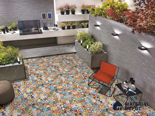 Multifired Moroccan Floor & Wall Tile TL 05687 Zellige Golden Klimt 12 x 12 inch Vitrified Matte Finish - 9 mm | Suitable for Living Room, Bathroom, Kitchen & Backsplash