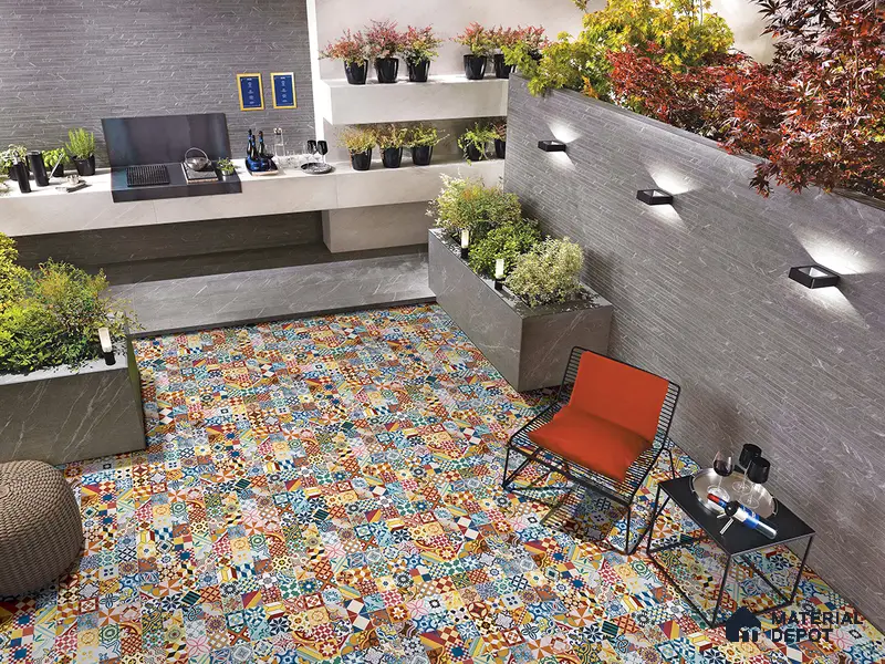 Multifired Moroccan Floor & Wall Tile TL 05687 Zellige Golden Klimt 12 x 12 inch Vitrified Matte Finish - 9 mm | Suitable for Living Room, Bathroom, Kitchen & Backsplash
