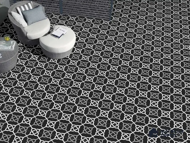 Multifired Moroccan Floor & Wall Tile TL 05706 B Zellige Black Geometrics 12 x 12 inch Vitrified Matte Finish - 9 mm | Suitable for Living Room, Bathroom, Kitchen & Backsplash