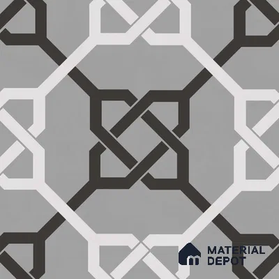 Multifired Moroccan Floor & Wall Tile TL 05706 Zellige Grey Geometrics 1 ft x 1 ft Vitrified Matte Finish - 9 mm | Suitable for Kitchen, Bathroom, Entryway