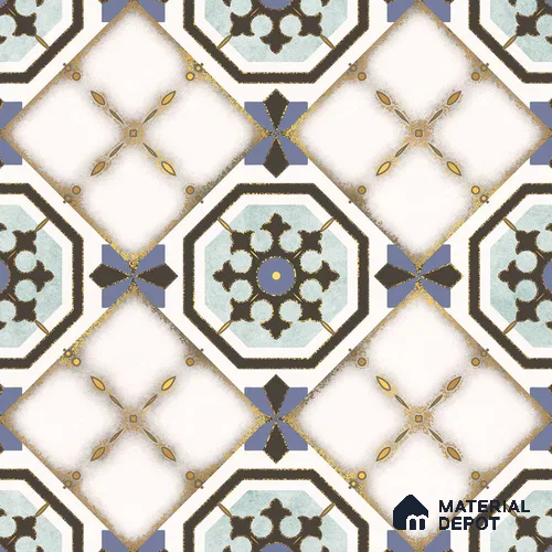 Multifired Moroccan Floor & Wall Tile TL 05668 Zellige Prismatic Blue 12 x 12 inch Vitrified Matte Finish - 9 mm | Suitable for Living Room, Bathroom, Kitchen & Backsplash