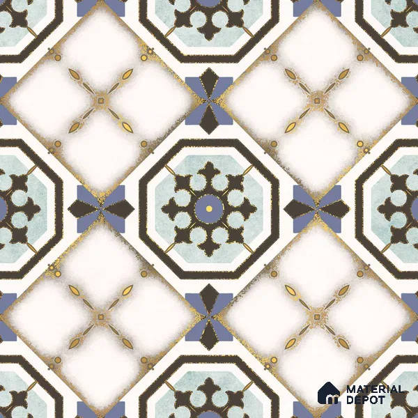 Multifired Moroccan Floor & Wall Tile TL 05668 Zellige Prismatic Blue 12 x 12 inch Vitrified Matte Finish - 9 mm | Suitable for Living Room, Bathroom, Kitchen & Backsplash