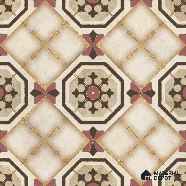 Multifired Moroccan Floor & Wall Tile TL 05668 B Zellige Prismatic Rust 1 ft x 1 ft Vitrified Matte Finish - 9 mm | Suitable for Kitchen, Bathroom, Balcony
