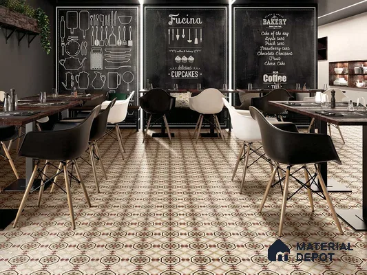 Multifired Moroccan Floor & Wall Tile TL 05668 B Zellige Prismatic Rust 1 ft x 1 ft Vitrified Matte Finish - 9 mm | Suitable for Kitchen, Bathroom, Balcony