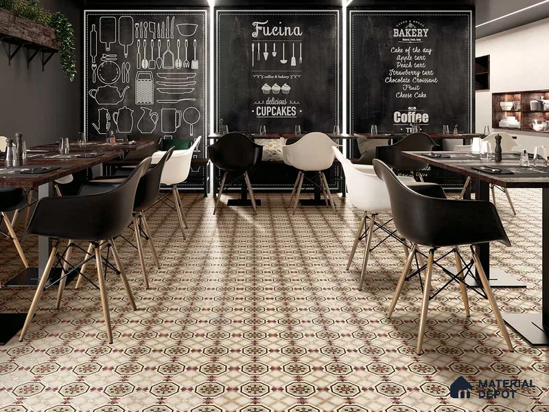 Multifired Moroccan Floor & Wall Tile TL 05668 B Zellige Prismatic Rust 1 ft x 1 ft Vitrified Matte Finish - 9 mm | Suitable for Kitchen, Bathroom, Balcony