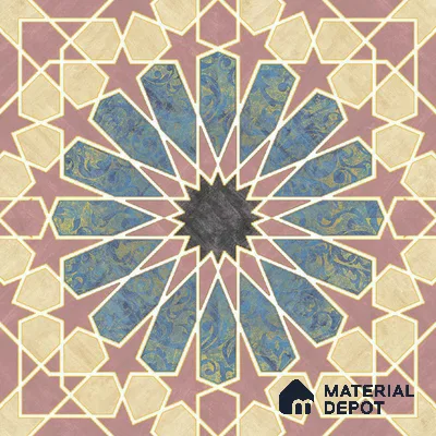 Multifired Moroccan Floor & Wall Tile TL 05669 Zellige Rose Arabesque 1 ft x 1 ft Vitrified Matte Finish - 9 mm | Suitable for Kitchen, Bathroom, Balcony
