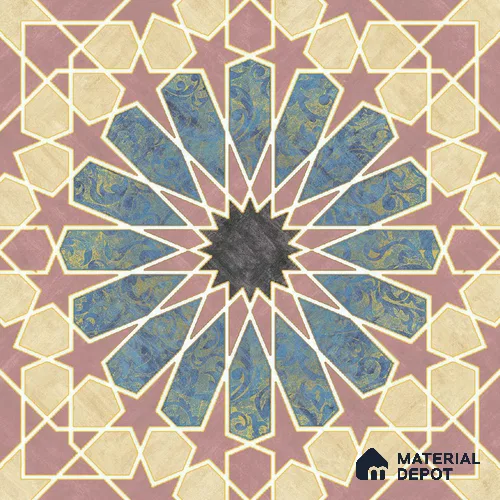 Multifired Moroccan Floor & Wall Tile TL 05669 Zellige Rose Arabesque 12 x 12 inch Vitrified Matte Finish - 9 mm | Suitable for Living Room, Bathroom, Kitchen & Backsplash