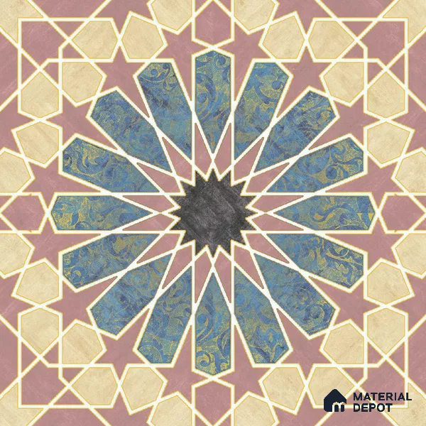 Multifired Moroccan Floor & Wall Tile TL 05669 Zellige Rose Arabesque 1 ft x 1 ft Vitrified Matte Finish - 9 mm | Suitable for Kitchen, Bathroom, Balcony