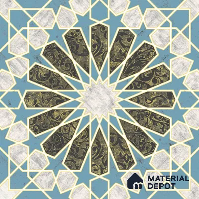 Multifired Moroccan Floor & Wall Tile TL 05669 B Zellige Sapphire Arabesque 1 ft x 1 ft Vitrified Matte Finish - 9 mm | Suitable for Kitchen, Bathroom, Balcony