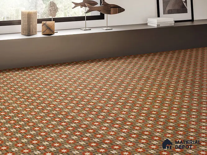 Multifired Moroccan Floor & Wall Tile TL 05665 Zellige Scarlet Festival 12 x 12 inch Vitrified Matte Finish - 9 mm | Suitable for Living Room, Bathroom, Kitchen & Backsplash
