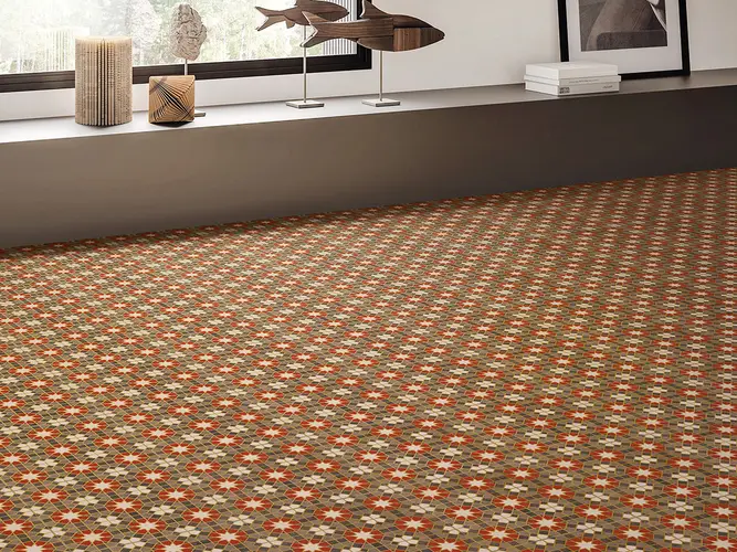 Multifired Moroccan Floor & Wall Tile TL 05665 Zellige Scarlet Festival 12 x 12 inch Vitrified Matte Finish - 9 mm | Suitable for Living Room, Bathroom, Kitchen & Backsplash
