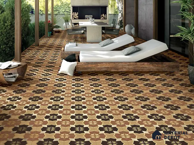 Multifired Moroccan Floor & Wall Tile TL 05671 Zellige Sedona Mandala 12 x 12 inch Vitrified Matte Finish - 9 mm | Suitable for Living Room, Bathroom, Kitchen & Backsplash