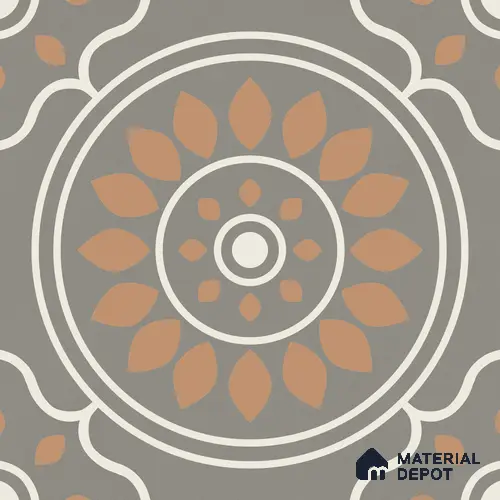 Multifired Moroccan Floor & Wall Tile TL 05698 Zellige Sepia Bloom 12 x 12 inch Vitrified Matte Finish - 9 mm | Suitable for Living Room, Bathroom, Kitchen & Backsplash