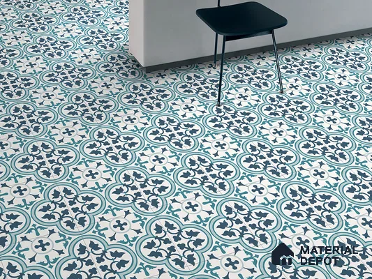 Multifired Moroccan Floor & Wall Tile TL 05683 B Zellige Aqua Mist 12 x 12 inch Vitrified Matte Finish - 9 mm | Suitable for Living Room, Bathroom, Kitchen & Backsplash (Sample)