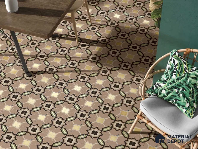 Multifired Moroccan Floor & Wall Tile TL 05673 B Zellige Peach Bloom 12 x 12 inch Vitrified Matte Finish - 9 mm | Suitable for Living Room, Bathroom, Kitchen & Backsplash