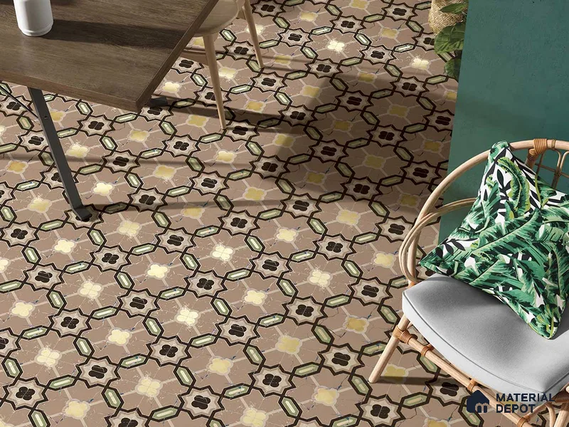 Multifired Moroccan Floor & Wall Tile TL 05673 B Zellige Peach Bloom 1 ft x 1 ft Vitrified Matte Finish - 9 mm | Suitable for Kitchen, Bathroom, Balcony