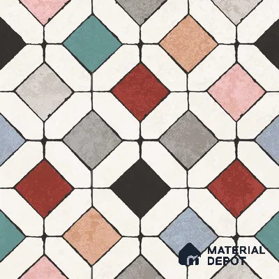 Multifired Moroccan Floor & Wall Tile TL 05700 Zellige Spectral Design 12 x 12 inch Vitrified Matte Finish - 9 mm | Suitable for Living Room, Bathroom, Kitchen & Backsplash