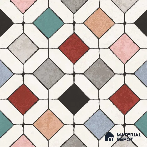 Multifired Moroccan Floor & Wall Tile TL 05700 Zellige Spectral Design 12 x 12 inch Vitrified Matte Finish - 9 mm | Suitable for Living Room, Bathroom, Kitchen & Backsplash