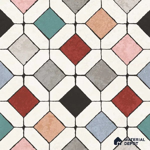 Multifired Moroccan Floor & Wall Tile TL 05700 Zellige Spectral Design 12 x 12 inch Vitrified Matte Finish - 9 mm | Suitable for Living Room, Bathroom, Kitchen & Backsplash