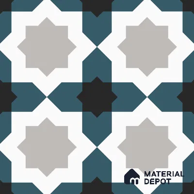 Multifired Moroccan Floor & Wall Tile TL 05709 Zellige Starry Blue 1 ft x 1 ft Vitrified Matte Finish - 9 mm | Suitable for Kitchen, Bathroom, Balcony