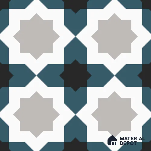 Multifired Moroccan Floor & Wall Tile TL 05709 Zellige Starry Blue 12 x 12 inch Vitrified Matte Finish - 9 mm | Suitable for Living Room, Bathroom, Kitchen & Backsplash