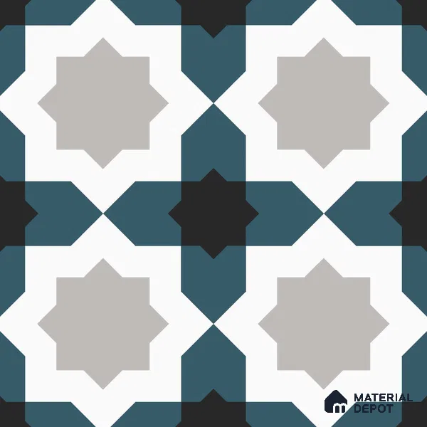 Multifired Moroccan Floor & Wall Tile TL 05709 Zellige Starry Blue 1 ft x 1 ft Vitrified Matte Finish - 9 mm | Suitable for Kitchen, Bathroom, Balcony