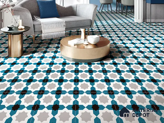 Multifired Moroccan Floor & Wall Tile TL 05709 Zellige Starry Blue 1 ft x 1 ft Vitrified Matte Finish - 9 mm | Suitable for Kitchen, Bathroom, Balcony