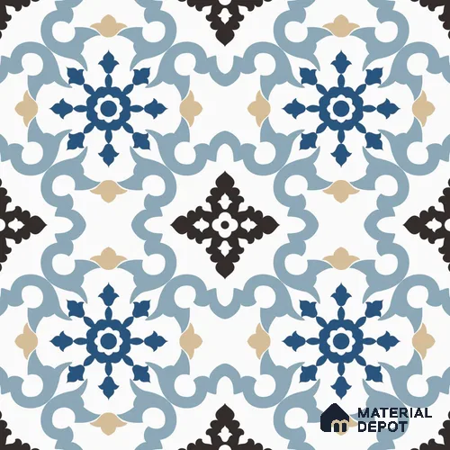 Multifired Moroccan Floor & Wall Tile TL 05704 Zellige Swelling Blue 1 ft x 1 ft Vitrified Matte Finish - 9 mm | Suitable for Kitchen, Bathroom, Balcony