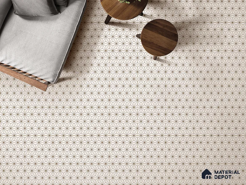 Multifired Moroccan Floor & Wall Tile TL 05680 Zellige White Equal Metal 1 ft x 1 ft Vitrified Matte Finish - 9 mm | Suitable for Kitchen, Bathroom, Balcony