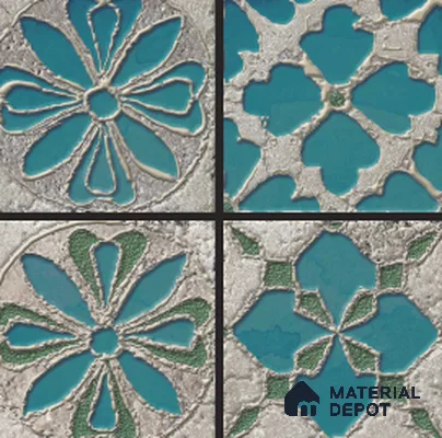Moroccan Wall Tile TL 05645 Opulence Blue Zenith 8 x 8 inch Ceramic Matte Finish - 9 mm | 4 Random Faces | Suitable for Living Room, Bathroom, Kitchen & Backsplash | Please Expect a Slight Variation of Pattern