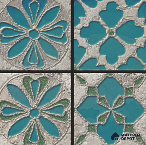 Moroccan Wall Tile TL 05645 Opulence Blue Zenith 8 x 8 inch Ceramic Matte Finish - 9 mm | 4 Random Faces | Suitable for Living Room, Bathroom, Kitchen & Backsplash | Please Expect a Slight Variation of Pattern