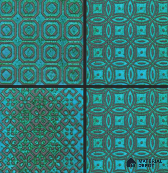 Moroccan Wall Tile TL 05650 Opulence Enchanted Teal 8 x 8 inch Ceramic Matte Finish - 9 mm | 3 Random Faces | Suitable for Living Room, Bathroom, Kitchen & Backsplash | Please Expect a Slight Variation of Pattern