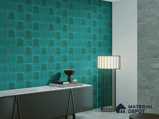 Moroccan Wall Tile TL 05650 Opulence Enchanted Teal 8 x 8 inch Ceramic Matte Finish - 9 mm | 3 Random Faces | Suitable for Living Room, Bathroom, Kitchen & Backsplash | Please Expect a Slight Variation of Pattern